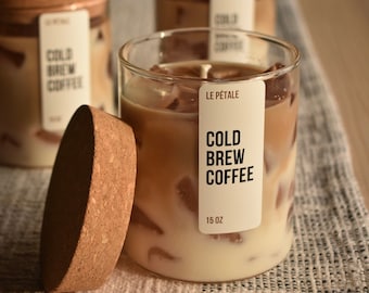 Bougie café glacé 15 oz | Bougie artisanale parfumée au café latte glacé | Bougie parfumée au café avec motif glaçons | Cadeau pour elle