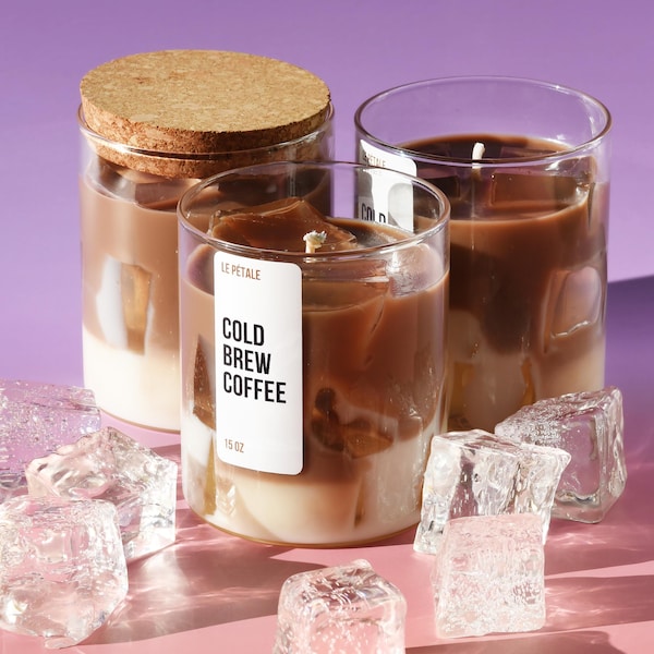 Iced Latte Coffee Candle | Handmade Soy Wax, Gel Ice Cubes (15 oz)
