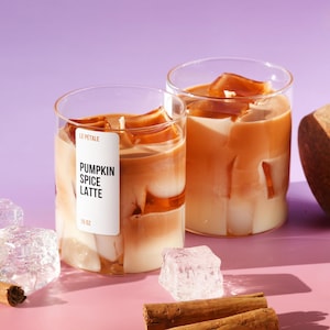 Pumpkin Spice Latte-ljus | Handgjort sojavax med gel-isbitar