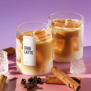 Chai Latte Candle | 15 oz | Iced Latte Chai Candle | Handmade Soy Wax Candle with Ice Cubes