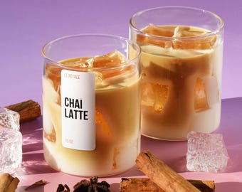 Handgemaakte chai latte sojakaars | Gekruid aroma, gelijsblokjes (15 oz)