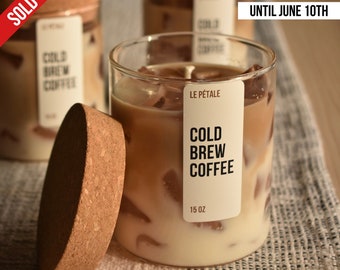 Iced Coffee Candle 15 oz | Iced Latte Coffee Scented Handmade Candle | Coffee Scented Candle with Ice Cube Design | Gift for Her