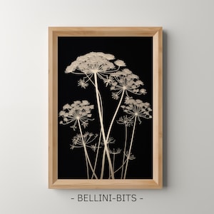 Queen Anne&#39;s Lace botanische Kunst Druck dunkel Academia Wand-Dekor Vintage Blumen Stillleben Whimsigoth digitaler Download Statement Wandkunst