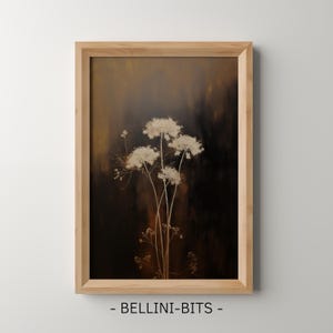 Queen Anne’s Lace Still Life Flowers Art Print Moody Digital Wall Art Whims goth Dark Academia Decor Vintage Floral Painting Country Prints