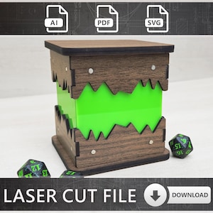 Kartenbox für Sammelkartenspiele - Deck Box Laser Cut File AI, SVG, PDF - Für Materialien bis zu 3 mm Dicke - Hält 100 Karten mit Schutzhülle