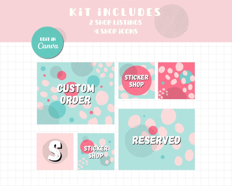 Etsy Shop Kit Template, Editable in Canva, Banner, Listings & Icons