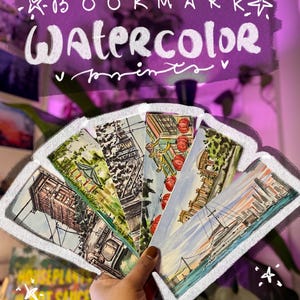 San Francisco Art Bookmark| Palace of Fine Arts | Stow Lake| Ferry Building| Railway Trolley/Tram|Chinatown|Sausalito on watercolor paper