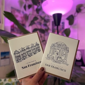 São Francisco - Cartão de felicitações - Conjunto de 2, Painted Ladies, Palace of Fine Art Illustated para cartões de nota