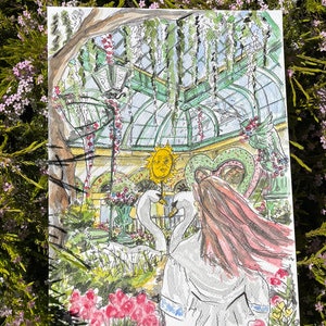 Eden&#39;s Garden- Las Vegas Bellagio Hotel inspired Watercolor Art Print. Garden Art Print- Watercolor