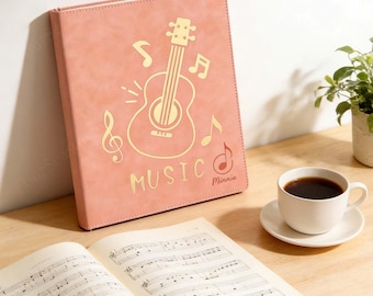 Engraved Name Muisc Sheet Folder, Handmade Leather Muisc Sheet Folder, Music Accessories Binder Portfolio, Music Teacher Binder