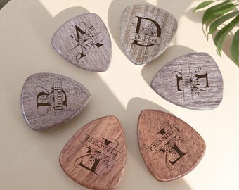 Custom Wooden Guitar Picks, Wood Guitar Picks With Engraved Name, Handmade Wooden Guitar Picks, Gift For Guitar Player, Musician