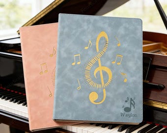 Personalized Sheet Holder, Music Portfolio For Concert Choir, Engraved Name Piano Guitar Violin Binder, Music Teacher Appreciation Gift