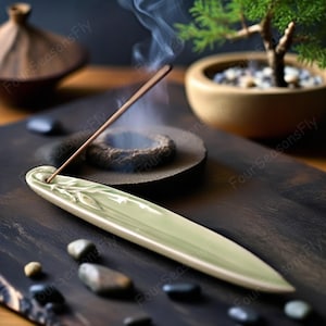 Ceramic Bamboo Leaf Incense Holder, Home Indoor Incense Burner Incense Holder, Tea Room Desktop Creative Incense Holder, Ornaments