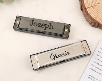Custom Harmonica With Engraving, Personalized Harmonica For Adults & Kids, Stainless Steel Harmonica, Gift For Harp Players, Musician Gift