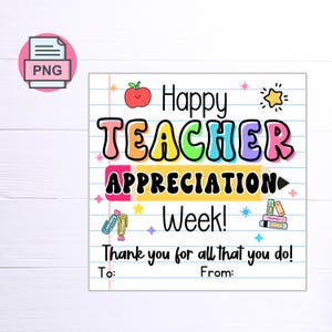 Teacher Appreciation Gift Tag Printable | Digital Download | Ready to ...