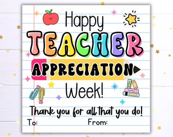 Teacher Appreciation Gift Tag Printable | Digital Download | Ready to Print