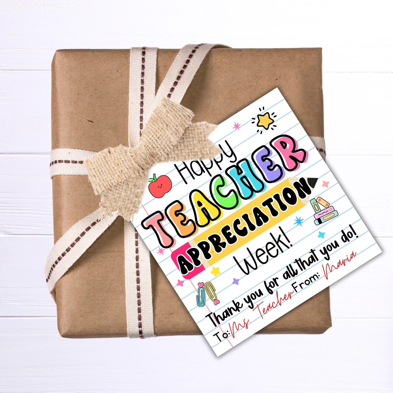 Teacher Appreciation Gift Tag Printable | Digital Download | Ready to ...