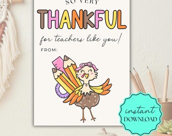 Editable Thanksgiving Teacher Gift Tag | Printable Appreciation Card (PDF)