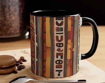 Tasse à café Accent, 11oz - Couleurs ethniques - Design artistique