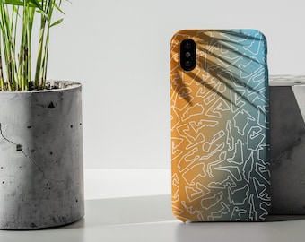 Grand Prix Inspired Tough Phone Case with Subtle Racetrack Design - Auto Racing and Motorsport Enthusiast Gift Blue, Orange and White Theme
