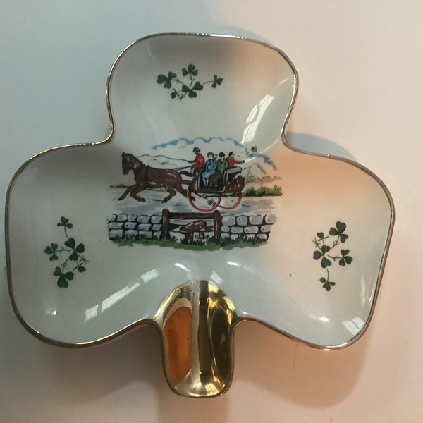 Vintage Carrigaline Pottery Cork Ireland  Shamrock shaped ashtray