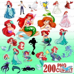 Ariel Png Clipart Bundle, Little Mermaid Clipart, Little Mermaid PNG Instant Digital Download