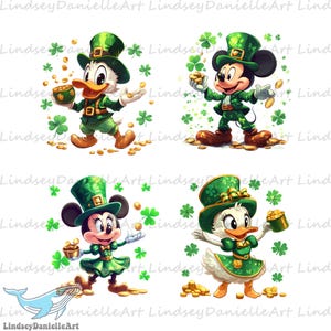 St. Patrick’s Day Chibi Cartoon Png Bundle, Cartoon Patrick Png Bundle, Happy Patrick’s Day Png, Mouse And Friends Movie Character Png