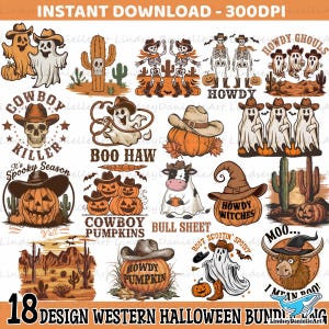 Western Halloween PNG Bundle: Howdy Pumpkin, Boo Haw (Digital Download