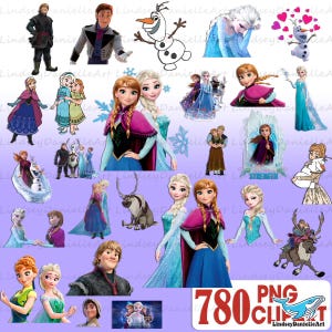 Frozen Png Clipart Bundle, Frozen SVG, Frozen Clipart, Frozen 2 Clipart, Princess png svg clipart Instant Download