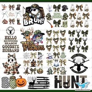 Camo PNG Bundle: Deer Hunt, Coquette Bow, Halloween (Digital Download)