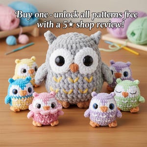 Owl Crochet Pattern - Instant Download PDF + BONUS Baby Owl Set with 5-Star Shop Review