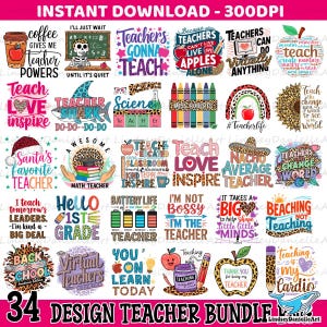 Teacher Bundle Png, Love Teacher PNG, Back to school png, Teacher Png Bundle Appreciation Sublimation Design, bundle Sublimation Design