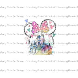 Watercolor Mouse Ear Castle PNG: Magic Kingdom (Digital Download)