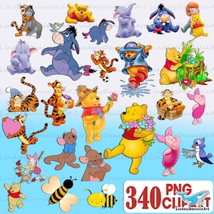 Winnie the Pooh png, Winnie the Pooh Clipart, Eeyore Piglet Tigge Png Digital Download