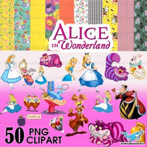 Alice in Wonderland png, Alice in Wonderland Digital Paper,  Alice in Wonderland Clipart Digital Download