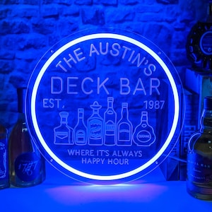 Custom Bar Neon Sign, USB Engraved Home Bar LED Neon Light Wall Decor Cocktail Beer Man Cave Sign,Personalized Father&#39;s Day Gifts For Him