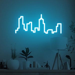 City Skyline Neon sign, Custom Your city skyline Led neon Light, Bar Hub Urban Neon, College dorm decor, Neon Bar Sign, Modern Home Decor