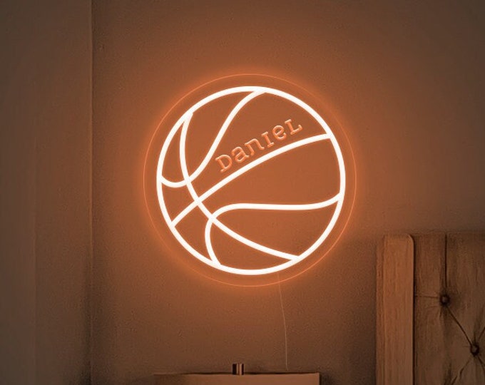 Personalized Basketball LED Neon Sign,Custom Name Neon Sign,Basketball Light Decor,Sports Room Decor,Handmade LED Light Sign,Gifts For Her