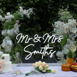 Custom Wedding Reception Table Decor Sign, Sweetheart Table Sign, Table Light Up Wedding Sign, Free Standing Wedding Sign, Desk Neon Plate