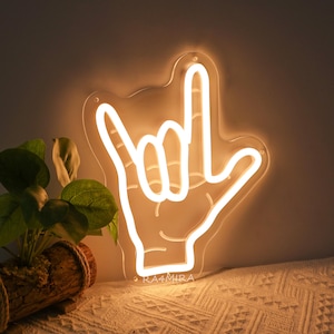 Kocham Cię Neon Znak, Miłość Dłonie Gest Znak, Ręcznie Robiony Znak Światła Led, Język Migowy Neon Znak, Kocham Cię Dłoń, Miłość Ścienna SztukaPrezenty Świąteczne