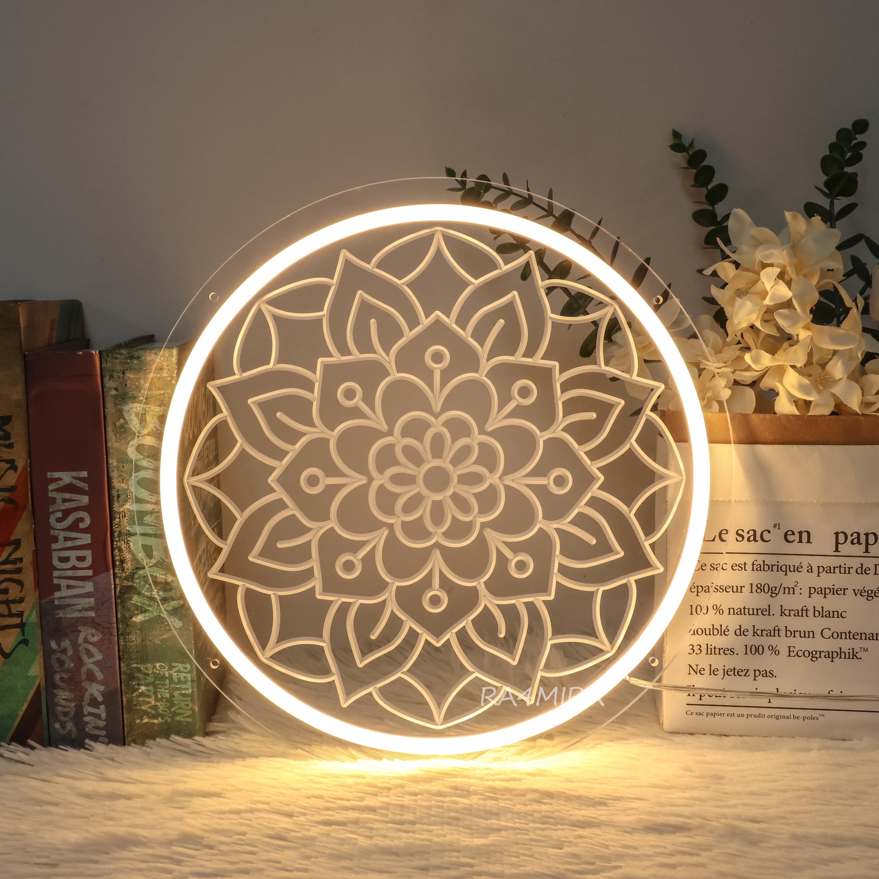 Mandala Neon Sign,Handmade LED Light Sign,Custom Mandala Wall Decor,Bedroom Decor,Mandala Flower Sign,Mandala Wall Hangings,Gifts For Her