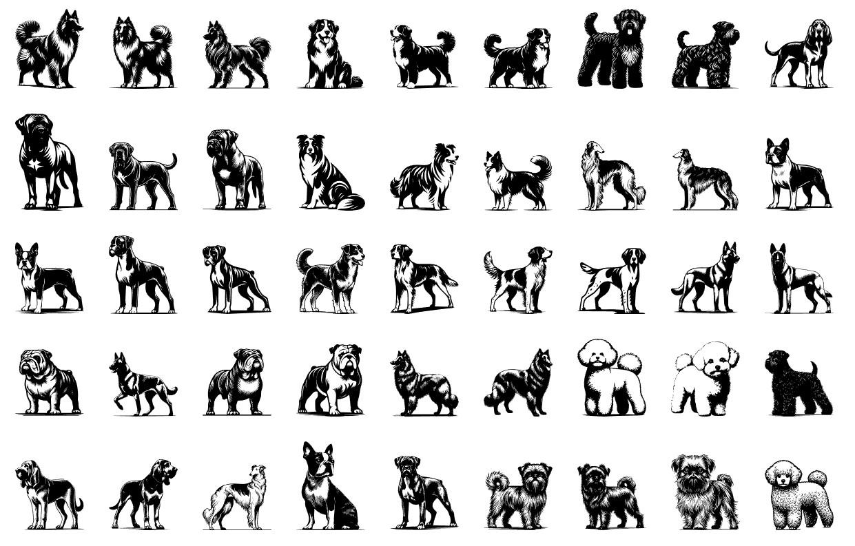 351 Dog Breeds SVG Bundle: Vector Graphics, Clipart (PNG) - Etsy