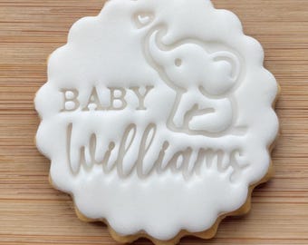 Custom Elephant Baby Name Cookie Stamp, Fondant Embosser, For M&S All Butter Biscuits