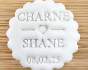 Custom Wedding Cookie Stamp, Fondant Embosser, Fits M&S All Butter Biscuits