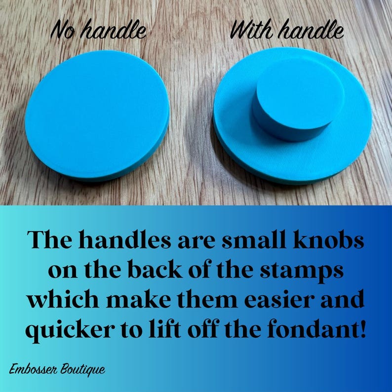 image showing difference between regular cookie stamp and one with a handle