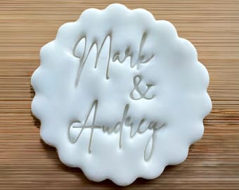 Custom Wedding Names Cookie Stamp, Personalised Fondant Embosser, Fits M&S All Butter Biscuits
