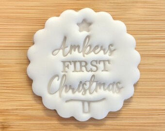 First Christmas Cookie Stamp, Personalised Fondant Embosser Stencil, For M&S Biscuit Hack