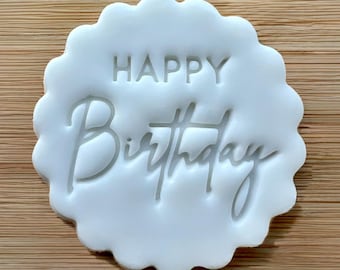 Happy Birthday Cookie Stamp, Customisable Fondant Embosser, Baking, For M&S All Butter Biscuits