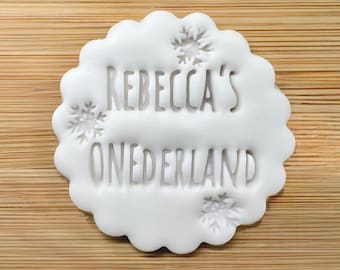 Custom ONEderland Cookie Stamp, Personalised Name Fondant Embosser, Fits M&S All Butter Biscuits