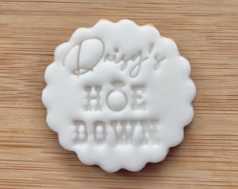 Custom Hoe Down Cookie Stamp, Personalised Fondant Embosser, Fits M&S All Butter Biscuits